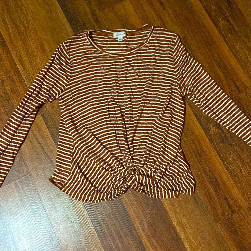 Brown and white striped shirt